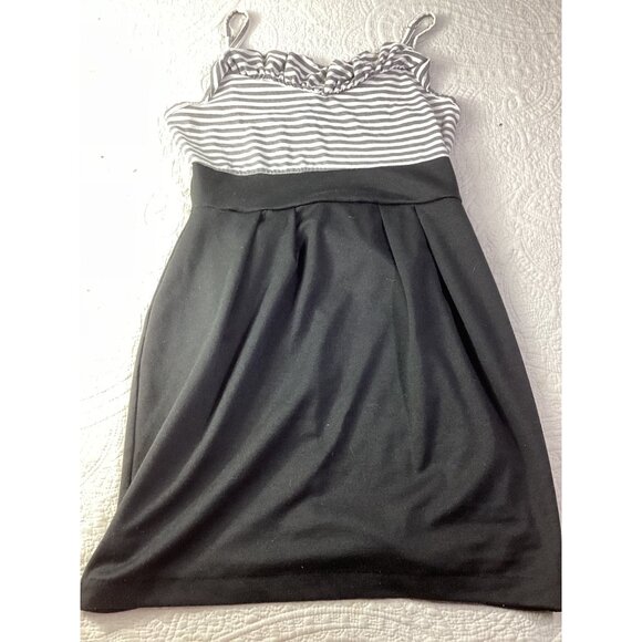 Striped Ruffle Top Black & White Mini Dress *By 21* Medium *VGC - Picture 5 of 7
